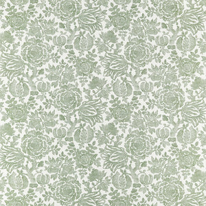 Green floral pattern on a white background