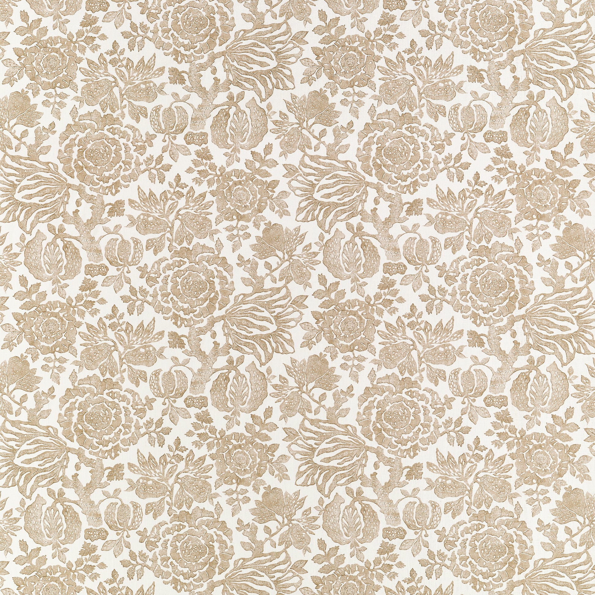 Beige floral pattern on a white background