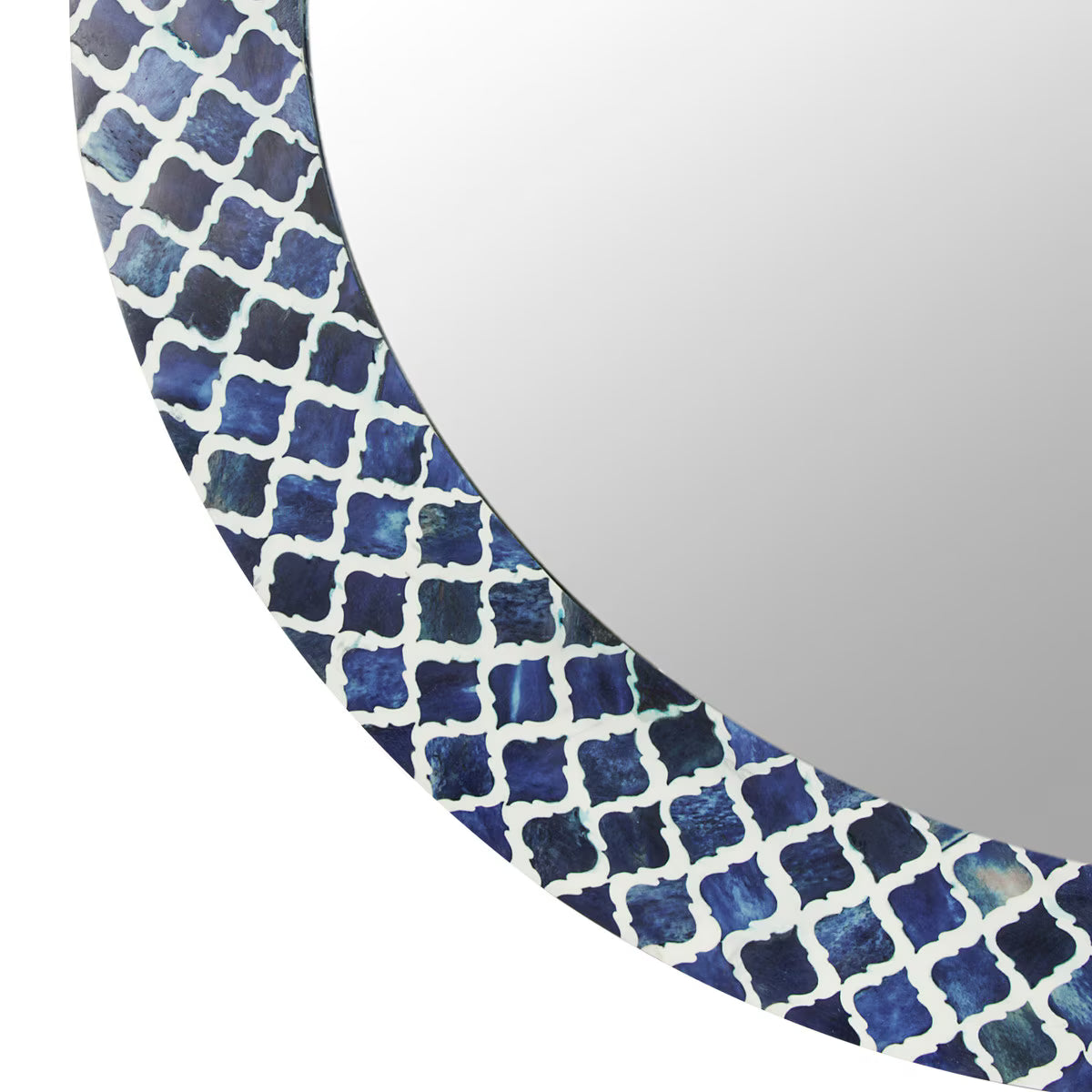 Blue patterned mirror on a white background