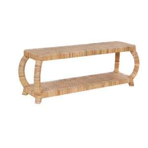 Rattan bench with multiple tiers on a white background