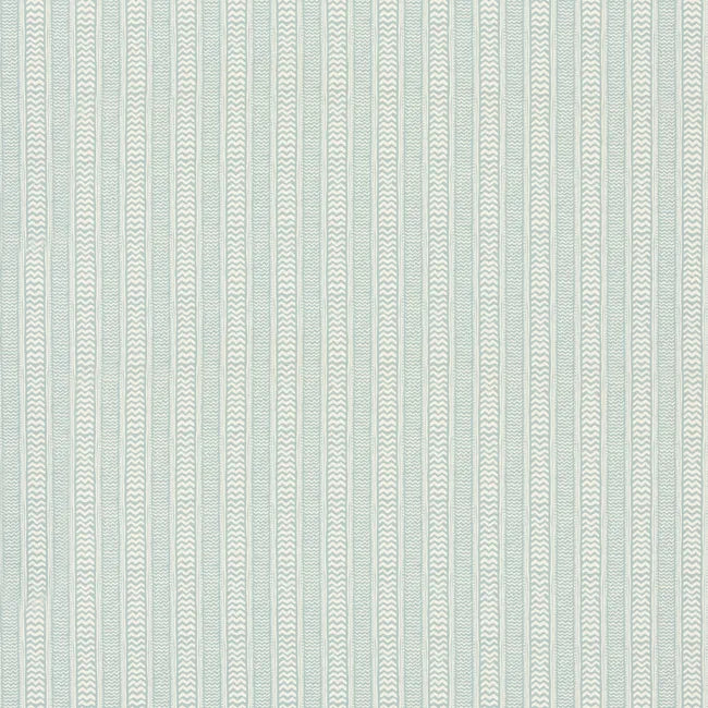A close-up of a fabric or fabric pattern featuring vertical stripes with a woven texture in pale sage green and off-white.
