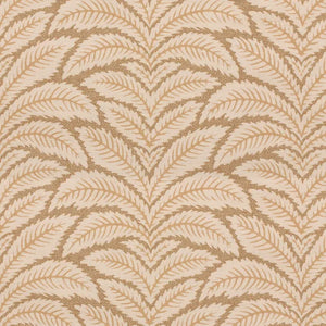 A repeating decorative pattern of stylized palm or leaf-like motifs in warm tan and beige on a cream background.