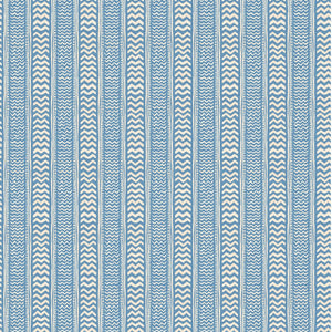 A vertical rectangular textile or wallpaper sample with a repeating woven pattern in light blue and white, shown against a white background.