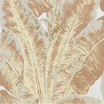 Banana Palm Leaves on wallpaper in gold and cream