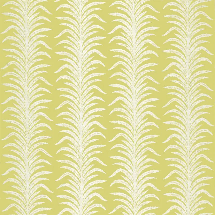White leaf pattern on a yellow background