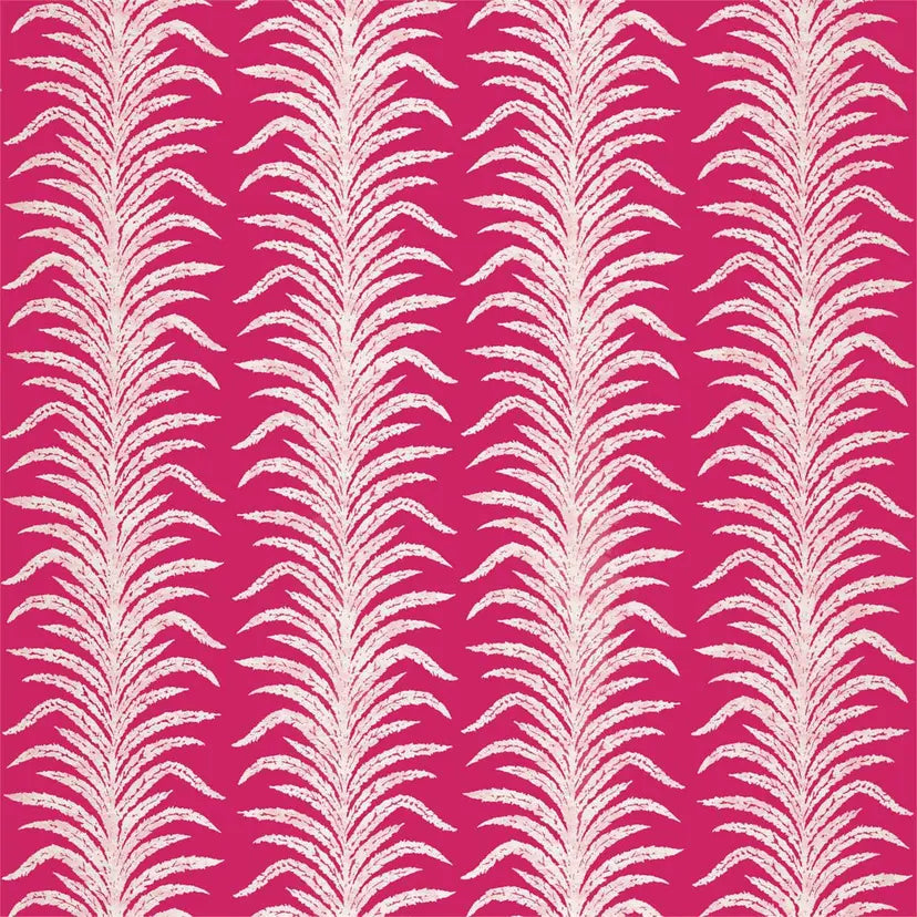 White feather palm pattern on a pink background