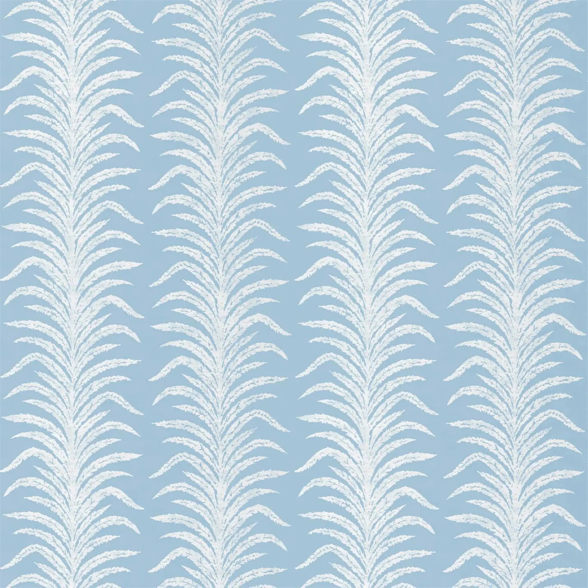 White leaf pattern on a light blue background