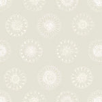 Pattern of white geometric shapes on a taupe background