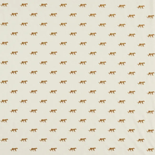 Pattern of small brown leopards on a beige background
