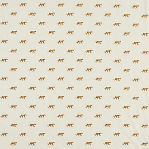 Pattern of small brown leopards on a beige background