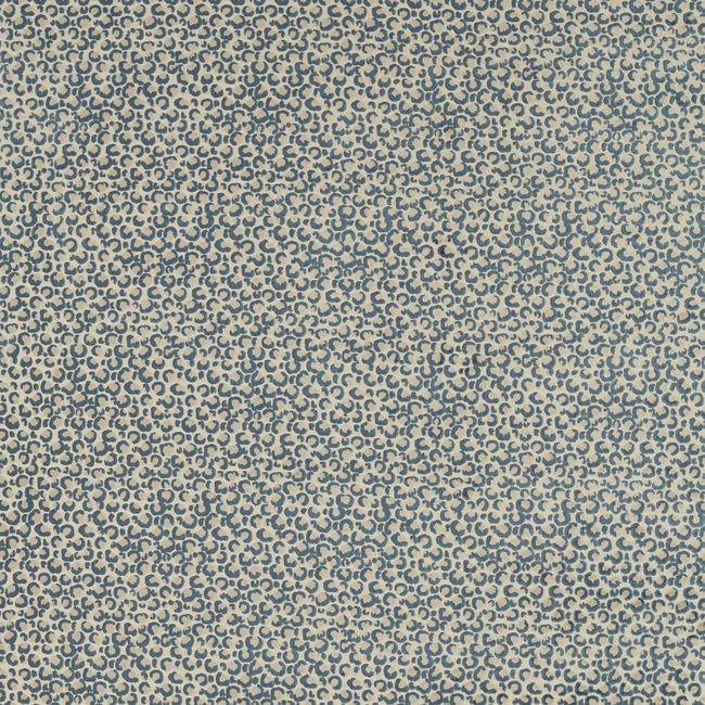 Textured patterned fabric swatch in blue and beige