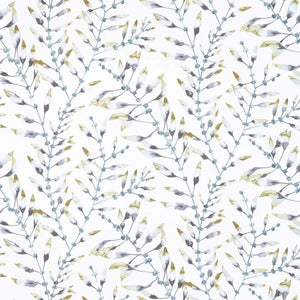 Pattern of small branches with leaves on a white background