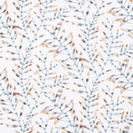 Pattern of small branches with leaves on a white background