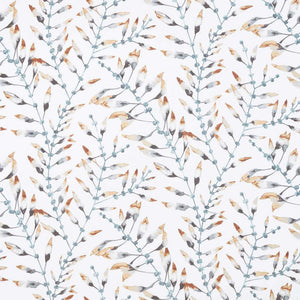 Pattern of small branches with leaves on a white background