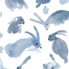 Hello, Rabbit Wallpaper Sample - Washed Indigo