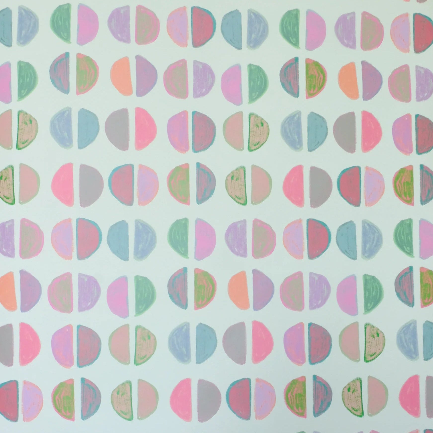 Patterned paper with colorful geometric shapes on a white background