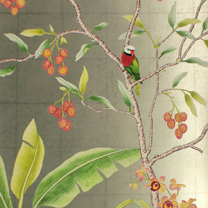 Enchanted Garden Silver Wallpaper Sample