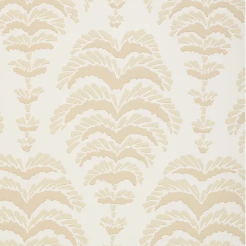 Lively beige wallpaper with a botanical motif