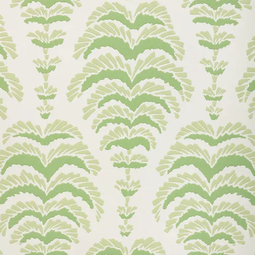Lively green wallpaper with a botanical motif