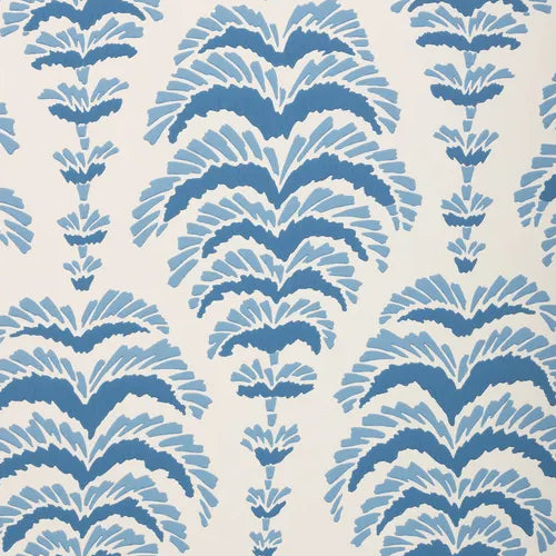 Lively blue wallpaper with a botanical motif