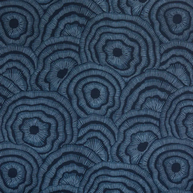 Textured blue fabric with circular pattern