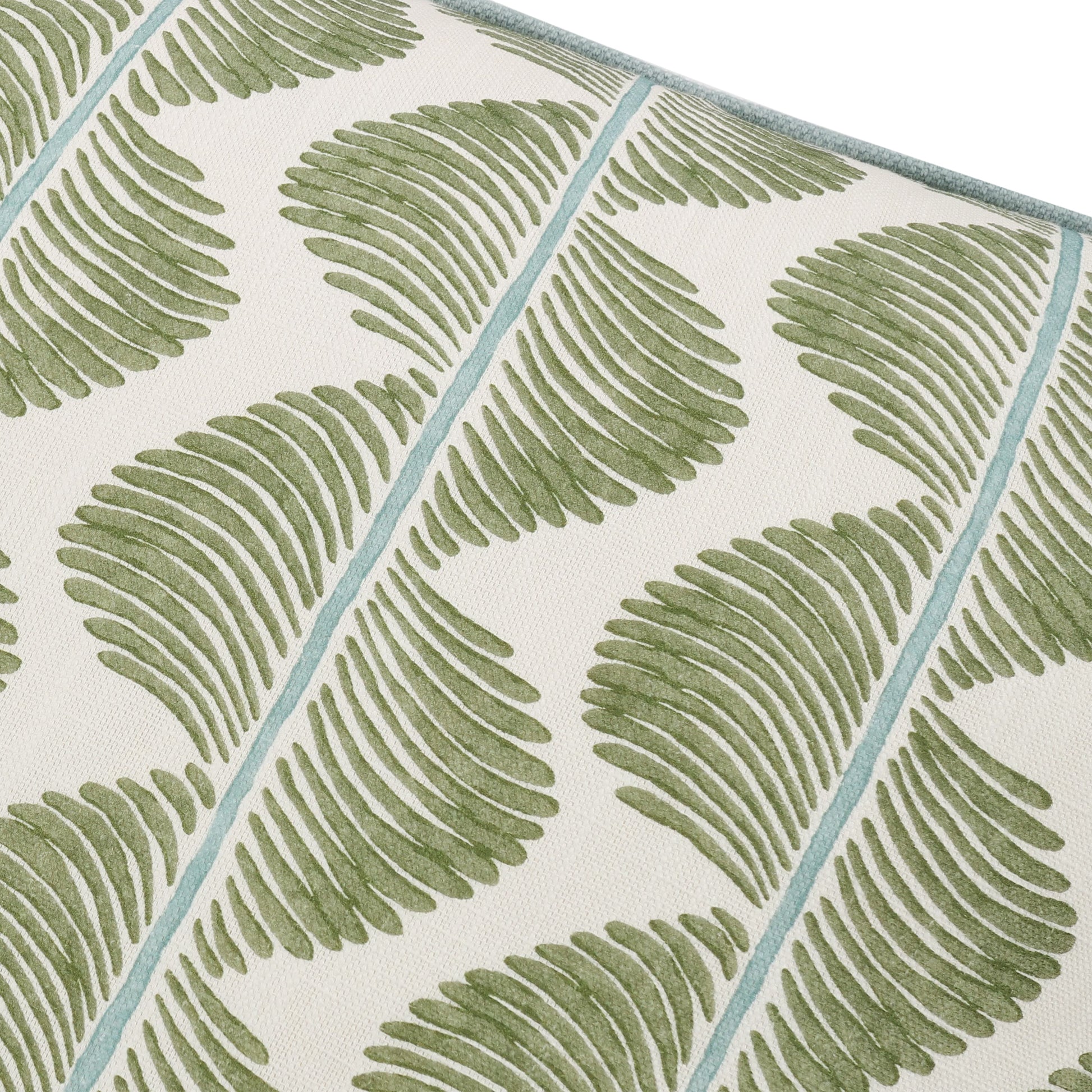 Close-up of a green leaf pattern on a white background