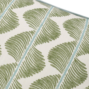 Close-up of a green leaf pattern on a white background