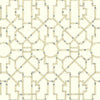 Baldwin Bamboo Trellis Wallpaper - Linen and Blue on Ecru