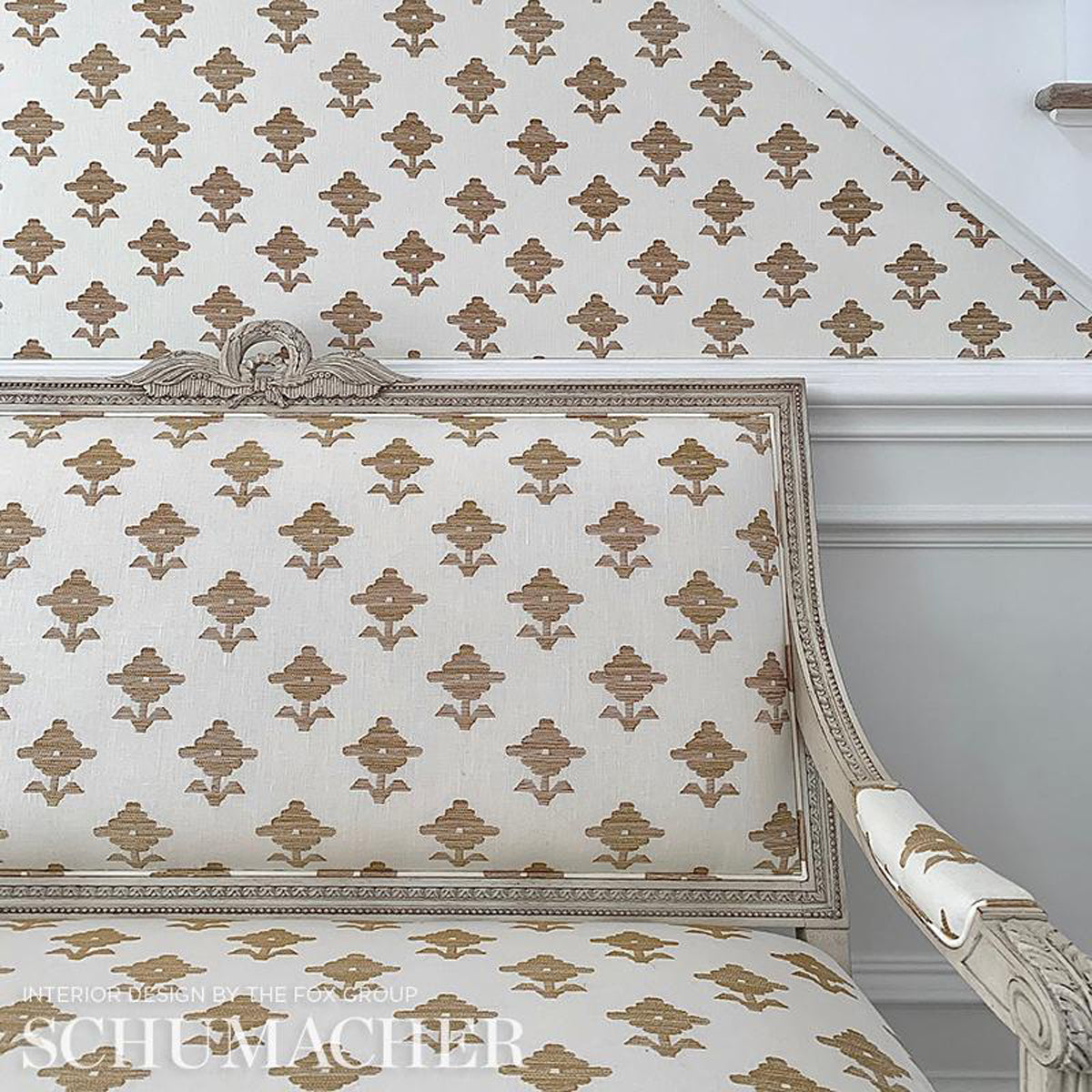 Schumacher Rubia small scale floral wallpaper and fabric 