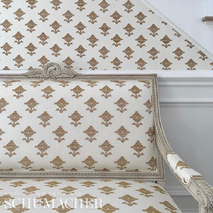 Schumacher Rubia small scale floral wallpaper and fabric 