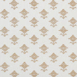 A section of wallpaper with an ivory color and a floral embroidery pattern.