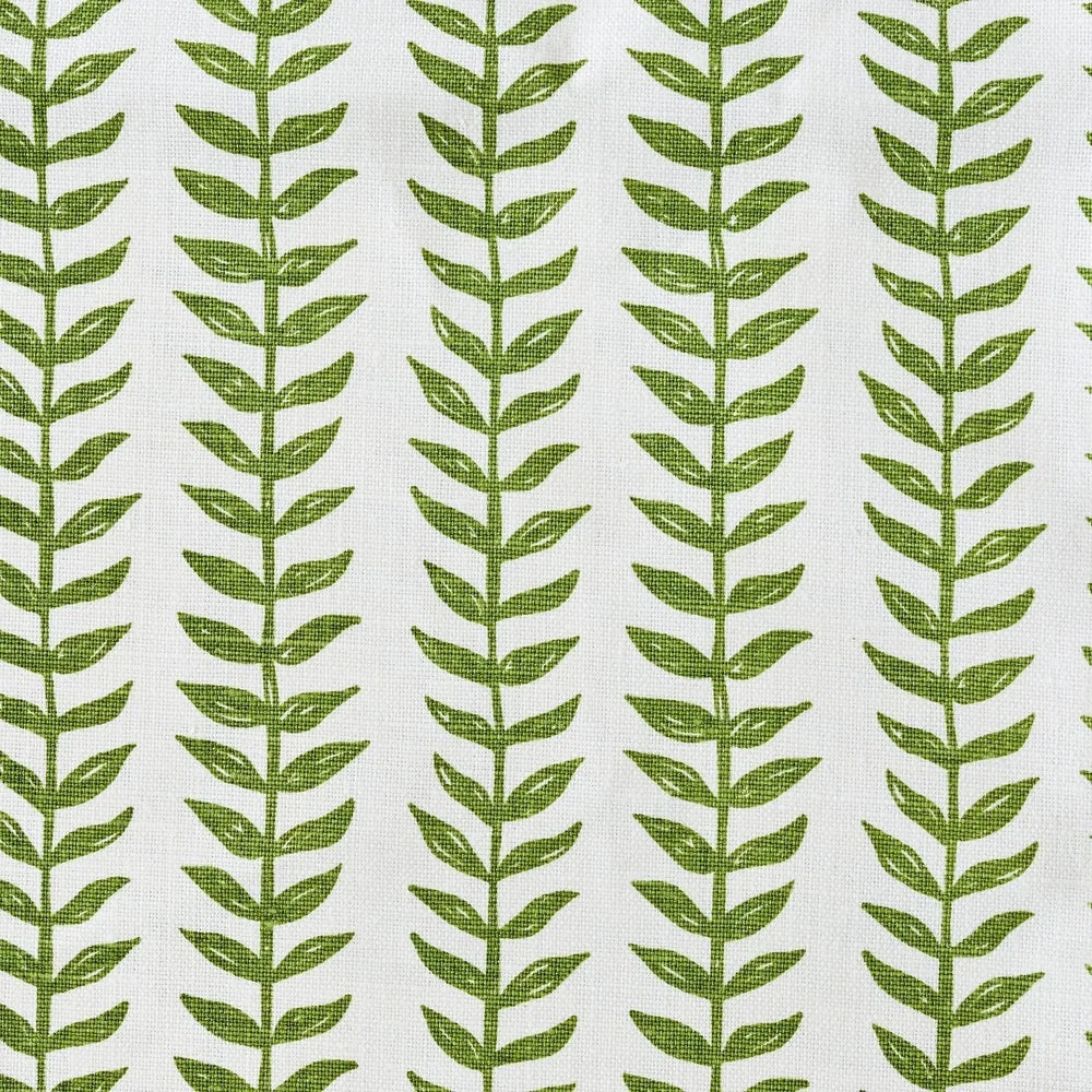 Pattern of green leaf-like shapes on a white background