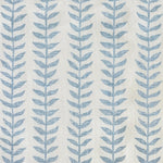 Pattern of blue leaves on a light fabric background