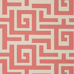 Red and beige geometric patterned fabric texture