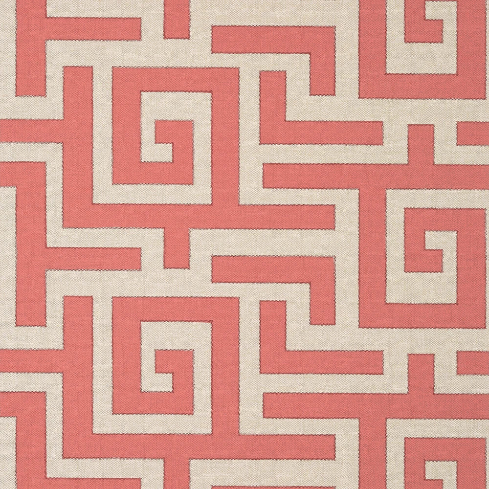 Red and beige geometric patterned fabric texture