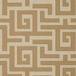 Patterned wallpaper with a geometric design in brown and beige.