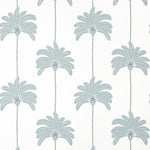 Pattern of palm trees in light blue on a white background