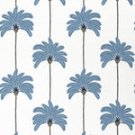 Pattern of blue palm trees on a white background