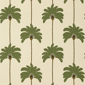 Pattern of green palm trees on a beige background