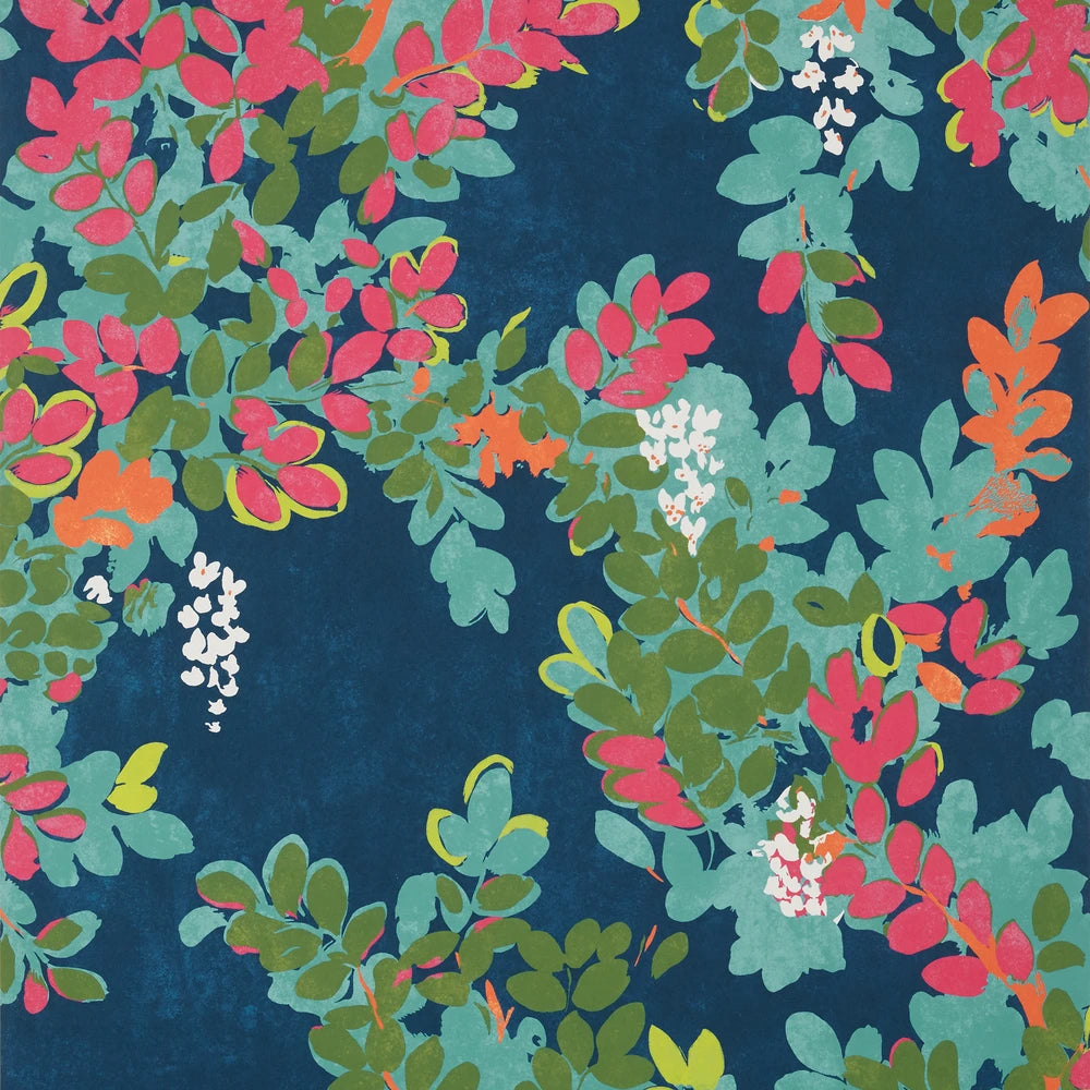 Colorful floral pattern on a blue background