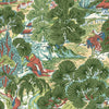 Pagoda Trees Wallpaper - Coral and Green