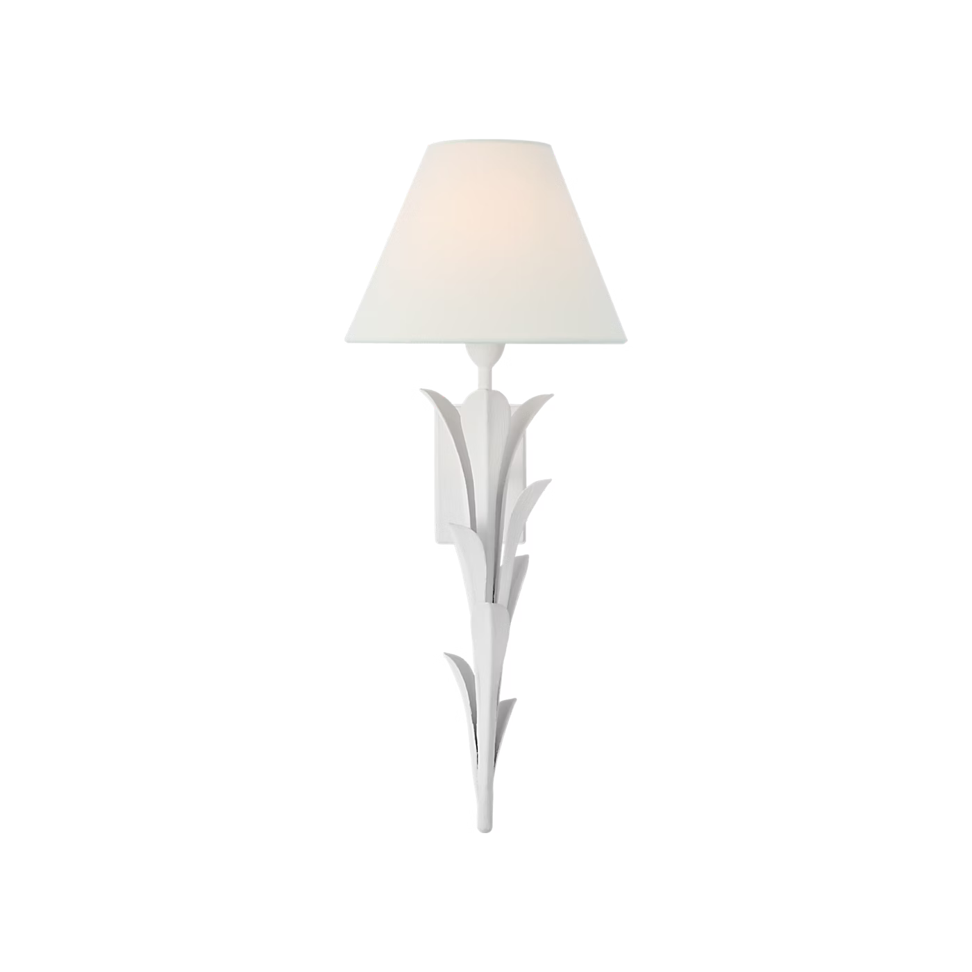 White wall sconce with a lampshade on a white background