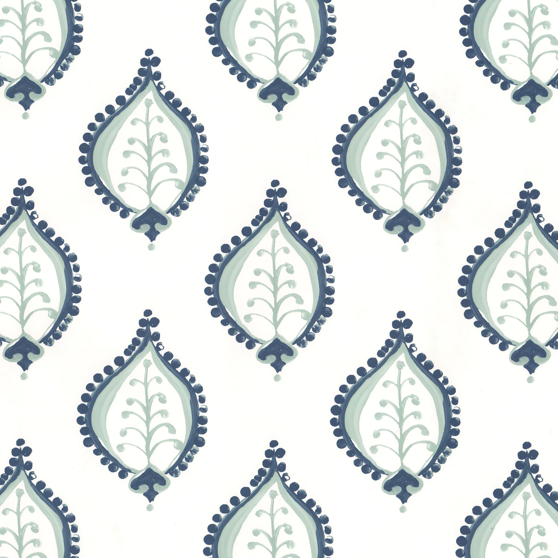 Patterned design with blue and light blue shapes on a white background