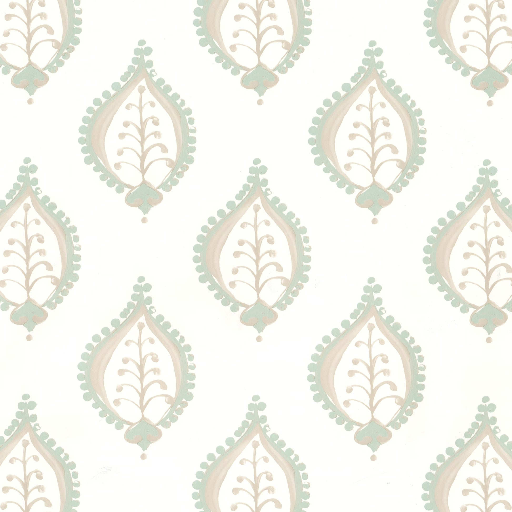 Patterned wallpaper with decorative elements on a light background