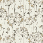 Floral pattern with gray and beige flowers on a light background