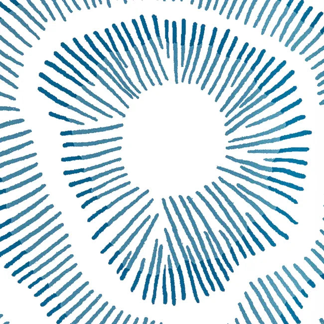 Blue circular pattern on a white background