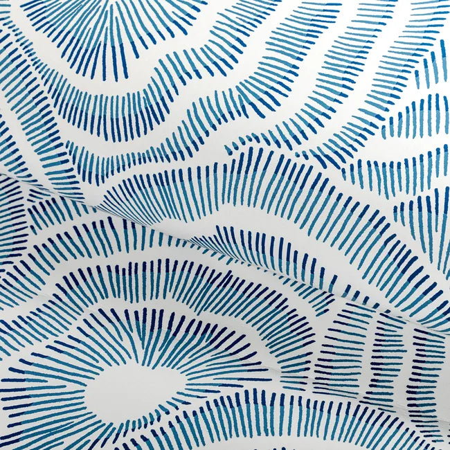 Pattern of blue concentric circles on a white background