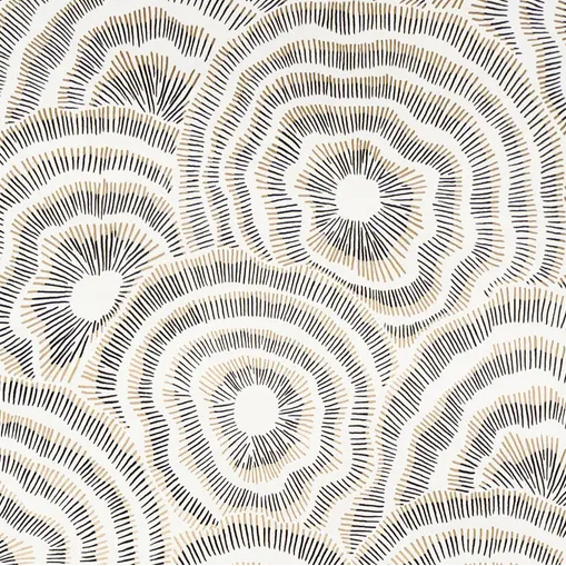 Patterned wallpaper with concentric circle design on a white background