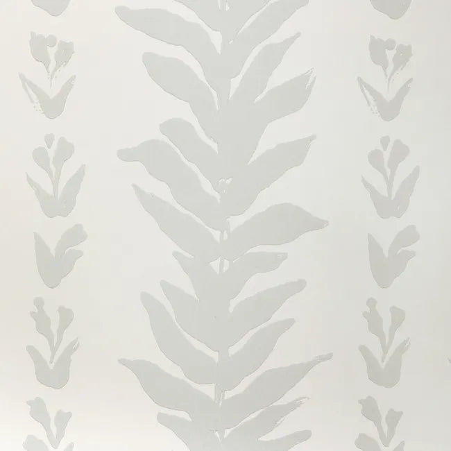 White leaf pattern on a light gray background