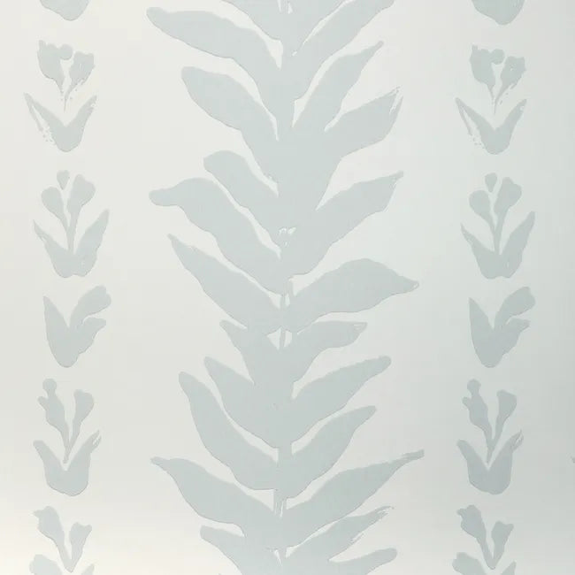 Light blue leaf pattern on a light gray background